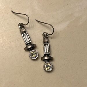 Patricia Locke Swarovski Silver Plated Abstract Dangle Earrings Handmade USA